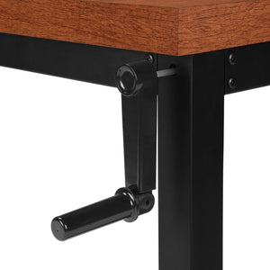 English Elm Computer Desk - 48" Adjustable Standing Desk With Cherry Laminate Top & Black Metal Frame For Home Office B2710P219891