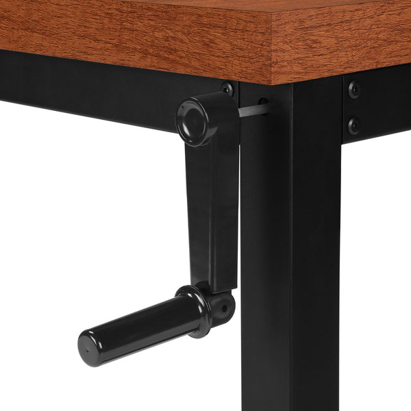 English Elm Computer Desk - 48" Adjustable Standing Desk With Cherry Laminate Top & Black Metal Frame For Home Office B2710P219891