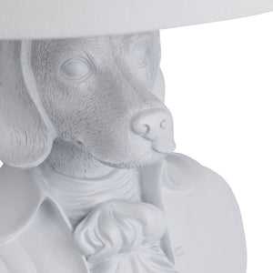 Crestview Collection 22.75"H Playful Dog Bust Table Lamp With Crystal Base, Elegant Linen Shade For Stylish Lighting   Cvazvp131wh