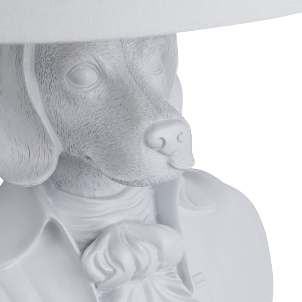 Crestview Collection 22.75"H Playful Dog Bust Table Lamp With Crystal Base, Elegant Linen Shade For Stylish Lighting   Cvazvp131wh