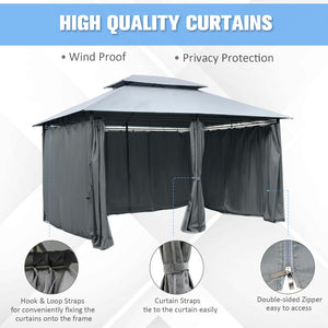 English Elm Outsunny 10' X 13' Outdoor Gazebo Canopy With Curtains - Stylish Steel Frame For Patio, Garden, And Deck W2225P200907-GIGA