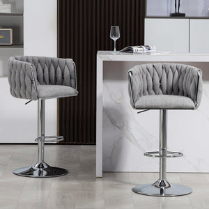 English Elm 360° Swivel Bar Stools Set of 2 with High-Rebound Cushions, Adjustable Counter Height, Sleek Chrome Frame for Kitchen Island and Cafe Seating Gray W2215P184994