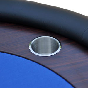 English Elm 96" Casino Style Poker Table with Speed Cloth Felt Racetrack and Steel Cup Holders Blue W2748S00017