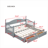 English Elm Wooden Twin Size Daybed With Twin Size Trundle, Extendable Daybed With Two Storage Drawers,Gray(Expected Arrival Time:9.12)