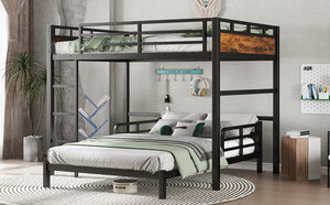 English Elm Full Xl Metal Bunk Bed - Versatile Loft & Platform Configuration With Vintage Wood Accents & Safety W1580S00228