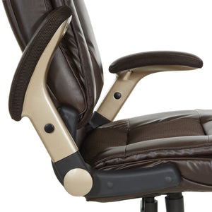 OSP Home Furnishings Exec Bonded Leather Office Chair with Lumbar Support and Ergonomic Padded Seating Espresso ECH52601-EC1