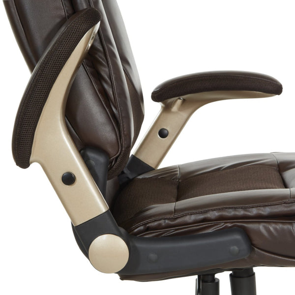 OSP Home Furnishings Exec Bonded Leather Office Chair with Lumbar Support and Ergonomic Padded Seating Espresso ECH52601-EC1