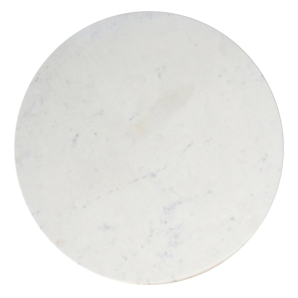 English Elm Osborne Round Marble Dining Table Genuine White Stone Top Iron Base Seats Four B136P439029