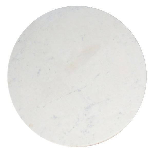 English Elm Osborne Round Marble Dining Table Genuine White Stone Top Iron Base Seats Four B136P439029