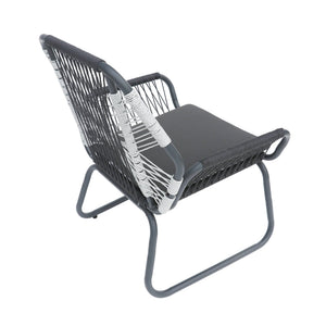 English Elm Christopher Knight Home® - IDAHO Woven Rope Club Chair Set of 2 – Gray Steel Frame, Water-Resistant Polyester Cushions, Stylish Patio Seating (2-Pack) 62330.00CGRY