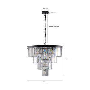 English Elm (Same As W1340P188542/L5007-600-B) 24" Modern Crystal Chandelier - 4-Tier Black Ceiling Light For Elegant Spaces W1340P189317