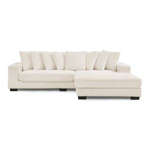 English Elm Corduroy Tufted Sleeper Sectional Sofa – L-Shaped Modular Design With Customizable Footrests In Beige W487S00342