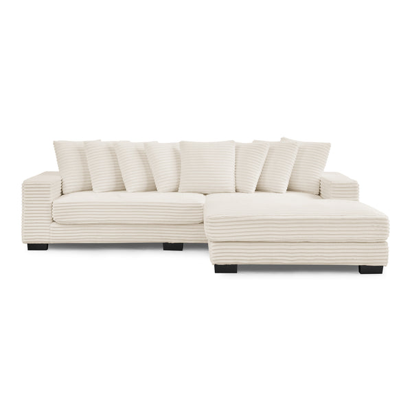 English Elm Corduroy Tufted Sleeper Sectional Sofa – L-Shaped Modular Design With Customizable Footrests In Beige W487S00342