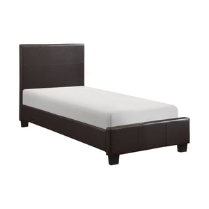English Elm Contemporary LED Panel Queen Bed with Integrated Lighting, Sleek Wooden Frame and Modern Headboard Design Dark Brown 53 L x 41 W x 3.75 H B011S01762