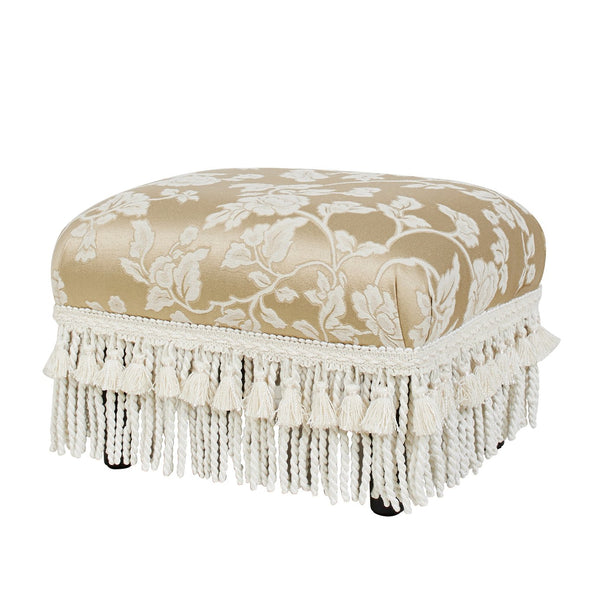 English Elm Jennifer Taylor Home - Fiona Elegant Footstool Ottoman - Handcrafted Champagne Beige Floral Jacquard For Versatile Use B2719P238152