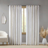 INK+IVY Ebby  2pk Poly Printed Curtain Panel with Tufted Stripe II40-1328 White/Taupe