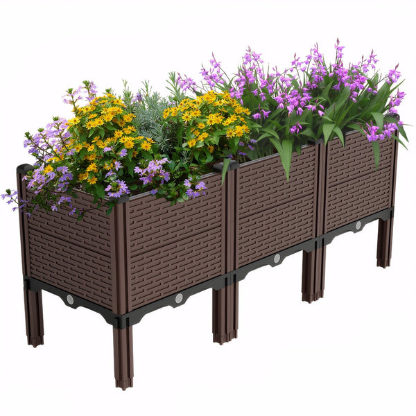 English Elm 47.2x15.7x19.6in Raised Garden Beds Outdoor Polypropylene Planter Box with Drain, Frost & Heat Proof, 440lb Capacity W3101P314485