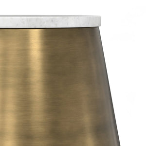 English Elm Benning Handcrafted Marble Side Table in Antique Brass & White – 19" Square Top, Premium Iron Base, Fully Assembled Elegance B136P262283