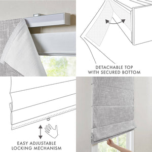 English Elm 1-piece Cordless Roman Shade Linen Look Blackout Polyester Viscose Bedroom Window B035P437524