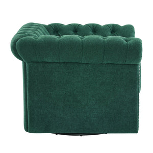 English Elm Christopher Knight Home® - Chesterfield Swivel Club Chair with Deep Button Tufting, Nailhead Trim, 360° Metal Swivel Comfort Dark Green 39.25 L x 33.85 W x 27.85 H N776P195601T