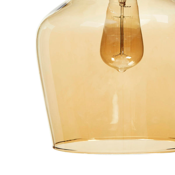 English Elm Auburn Bell Shaped Pendant Light – Gold Iron Base, Amber Glass Shade, 9" Dia, 80" Cord, Stylish Glow B035P264533