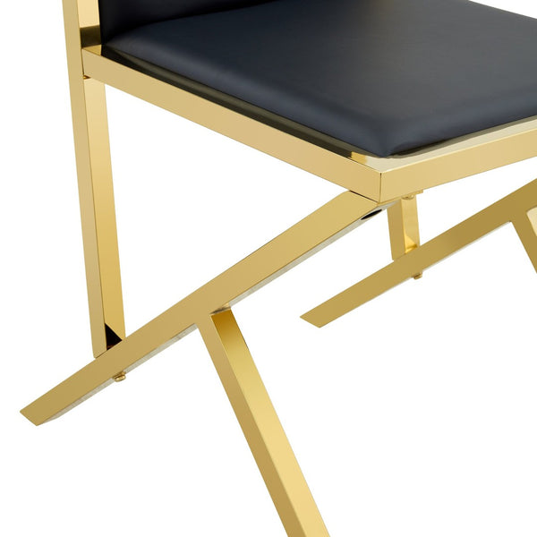 English Elm Table and Chair Set 12 Piece Tempered Glass Dining with Gold Metal Legs Modern Black+Gold,Transparent W1151S04772