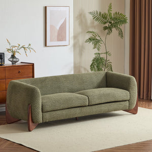 English Elm Christopher Knight Home® - 82Inches Olive Green Boucle Sherpa Sofa - Modern Comfort With Plush Cushions & Birch Legs, 82" Long N771P205090F_N771P205091F