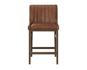 Sunpan HALDEN Counter Stool in Bravo Cognac - Modern Urban Design with Tufted Seat & Rustic Bronze Frame 110032