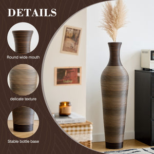 English Elm 39.4" Handcrafted Pvc Floor Vase Textured Brown Gradient Boho Entryway Accent W2796P446192