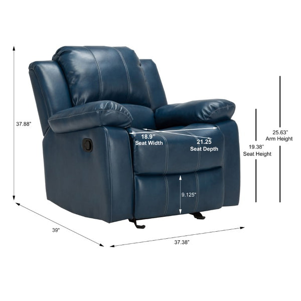 Comfort Pointe Clifton Navy Blue Leather Gel Glider Rocker Recliner Navy Blue