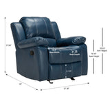 Comfort Pointe Clifton Navy Blue Leather Gel Glider Rocker Recliner Navy Blue