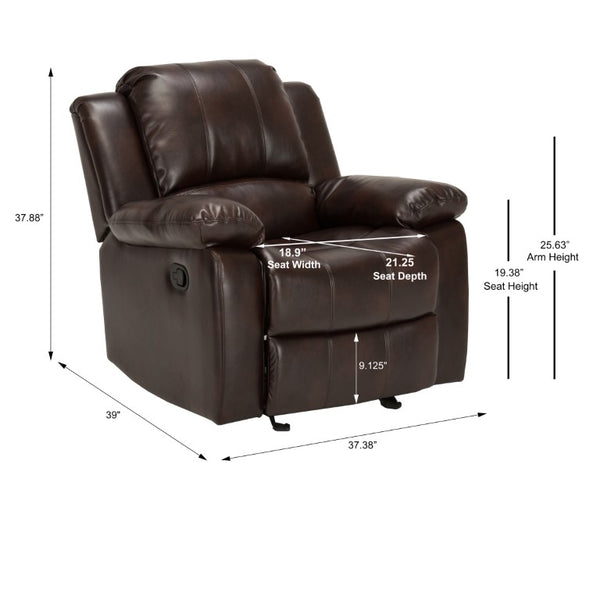 Comfort Pointe Clifton Burnished Brown Leather Gel Glider Rocker Recliner Burnished Brown