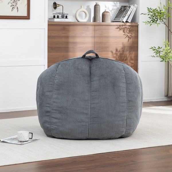 English Elm Giant Corduroy Bean Bag with Armrests Shredded Foam Lounge Chair for Living Room Dark Gray W2200P442623