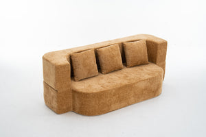 English Elm 3 Seater Convertible Sofa Bed with Chenille Upholstery and High-Density Sponge for Superior Comfort and Support Camel T3903P379833