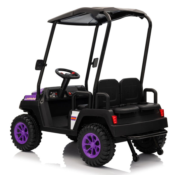 English Elm 24v Kids Electric Ride on Truck Four Seat All Wheel Drive Spring Suspension Sunshade Purple W1578P381255