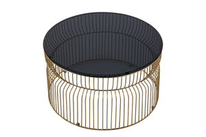 English Elm CT901 Modern Nested Table Set with Tinted Tempered Glass Tops and Sturdy Metal Frame for Living Room Gold B009S01535