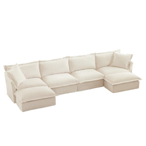 English Elm Slipcovered U-Shape Sectional Sofa With Plush Deep Seats, Modular Design & Washable Chenille Covers W3041S00010-GIGA