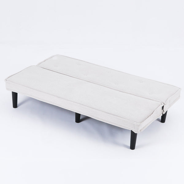 English Elm This 66-inch corduroy sofa bed with button-back design, sturdy wood frame, comfy sponge cushions, 500lb capacity Beige W3371P311447