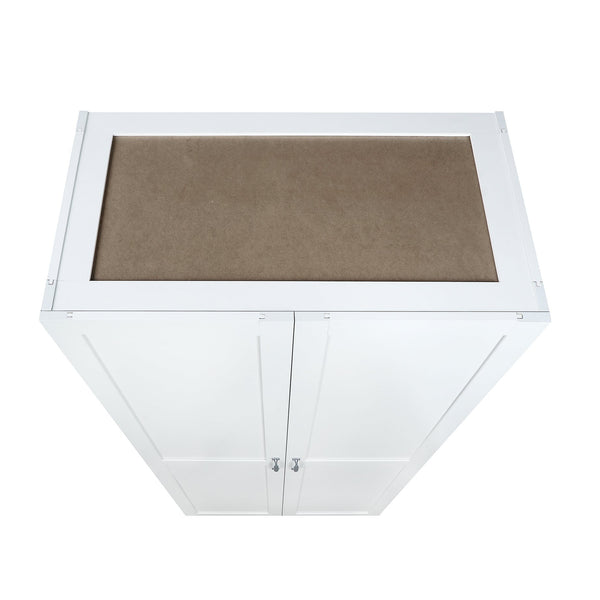 English Elm Hopkins Tall Storage Cabinet with 4 Adjustable Shelves, Soft-Close Doors & Black Metal Pulls White B365P398307