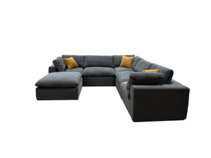 English Elm Coffee Bean Basket Weave Modular Sectional Foam Compressed with Toss Pillows Included Light Gray B2748S00069