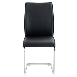 English Elm Luxury Arch Chair Set Of 8 - Stylish Black Pu Dining Chairs With Silver Metal Legs For Modern Spaces W1512S00162