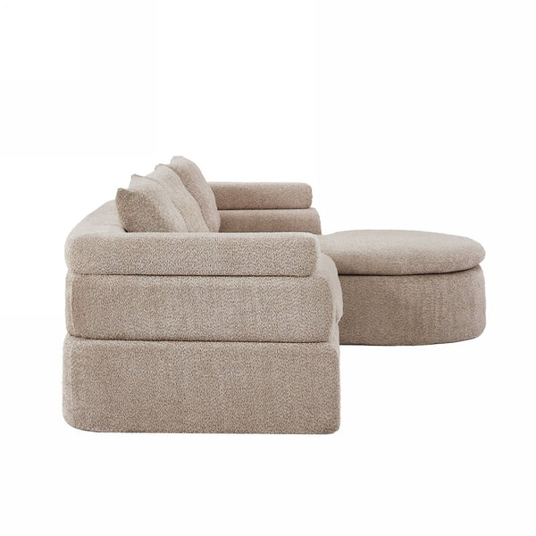 English Elm 106" L-shaped Sectional Sofa Modular Chaise Lounge Neutral Fabric Living Room Almond N771P396321V_N771P396322V