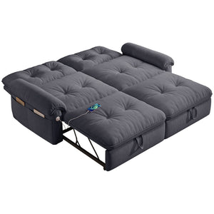 English Elm W3820s00014is Velvet Sleeper Sofa Convertible Guest Bed for Studio Apartments Grey W3820S00027