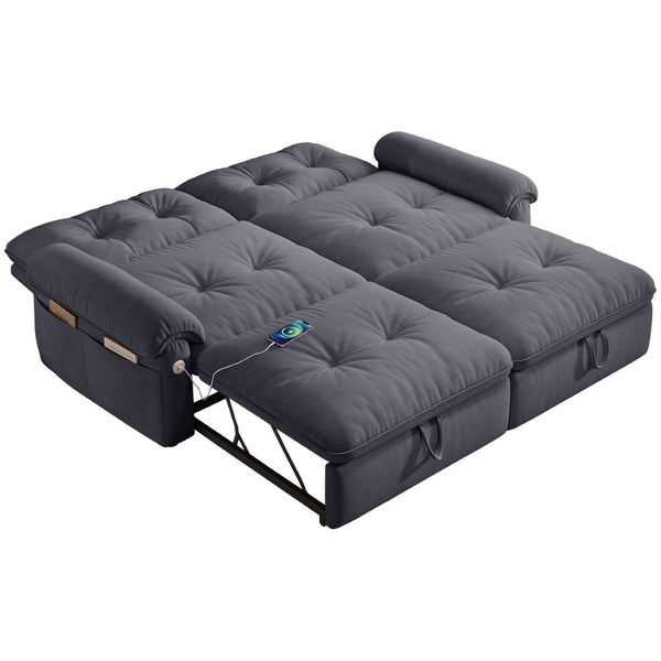 English Elm W3820s00014is Velvet Sleeper Sofa Convertible Guest Bed for Studio Apartments Grey W3820S00027
