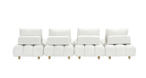 English Elm 120 Plush Teddy Sofa 120" Long Spacious 4-Seater with Solid Wood Frame, Spring Cushion Comfort Beige W1658S00065