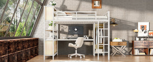 English Elm Metal Queen Loft Bed With L-Shaped Desk, Wardrobe & Storage Cubes - Perfect For Small Spaces! W1580S00183