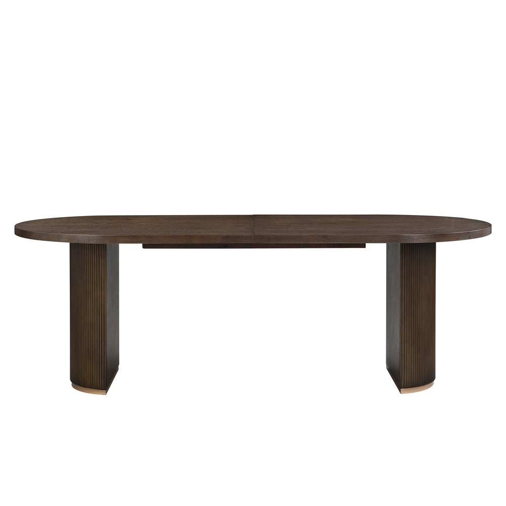 English Elm Christopher Knight Home® - Oval Dining Table Double Pedestal - Rustic Walnut Elegance For Family Gatherings & Entertaining N771P265584T_N771P265585T