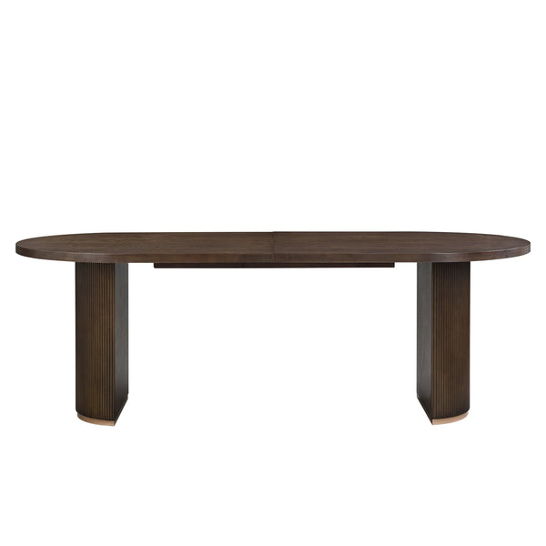 English Elm Christopher Knight Home® - Oval Dining Table Double Pedestal - Rustic Walnut Elegance For Family Gatherings & Entertaining N771P265584T_N771P265585T