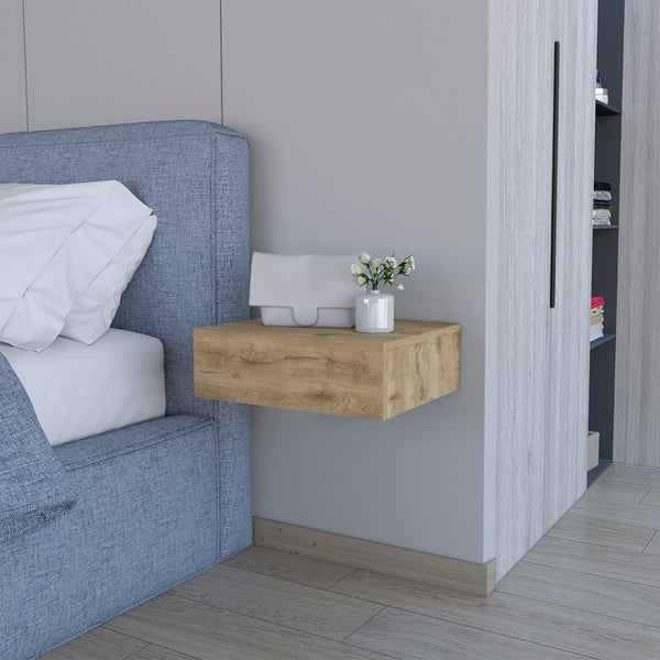 English Elm Vienna Floating Nightstand — Sleek Wall-Mount, Space-Saving Design with Large Top & Deep Drawer B128P176114