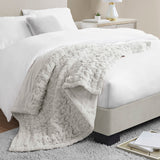 Madison Park Ruched Fur Glam/Luxury Throw MP50-8106 Silver Grey